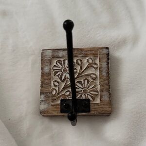 T.J.Maxx Carved Floral Wall Hook - Brown and Black